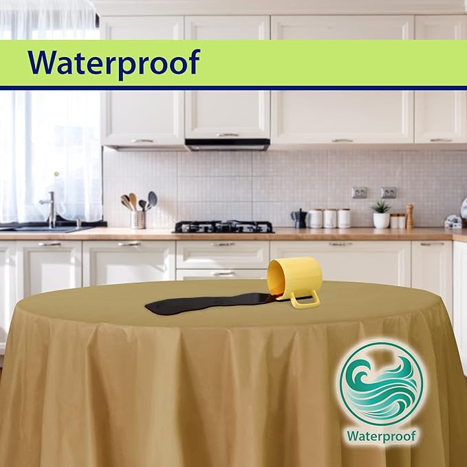 Party Dimensions Gold Disposable Plastic Tablecloth for Round Tables (36 Pack) Table Cloths for Parties, Events & Weddings, Indoors & Outdoors, 84 inches, Plastic Table Cover