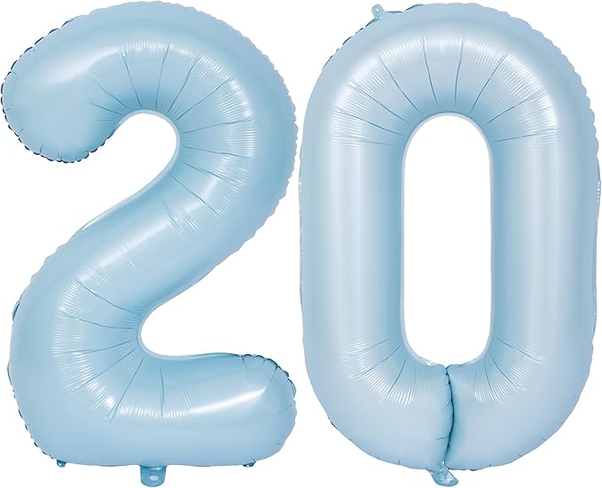 40 In Matte Blue Number Balloons Helium Foil Mylar Balloon Birthday Party banquet Decoration Digital 20