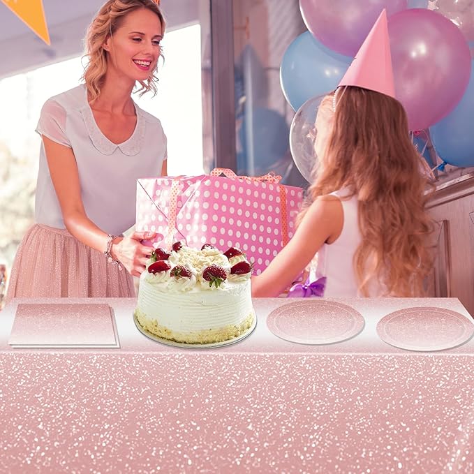 41Pcs Ombre Rose Gold Birthday Decorations,Gradient Pastel Rose Gold Party Supplies Birthday Party Disposable Paper Plates Napkins Tablecloth丨Women Girls Birthday Wedding Princess Party Decor,Serve 20