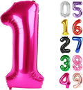 Hot Pink Number 1 Balloon 40 Inch, 1st Birthday Balloon for Baby Boy Girl Toddler First Birthday Decorations, Shiny Hot Pink Party Supplies