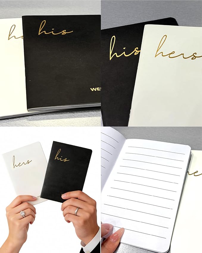 Vow Books His and Hers, Wedding Vow Books with Soft Touch Gold Foil Engraving, Wedding Essentials, Wedding Accessories