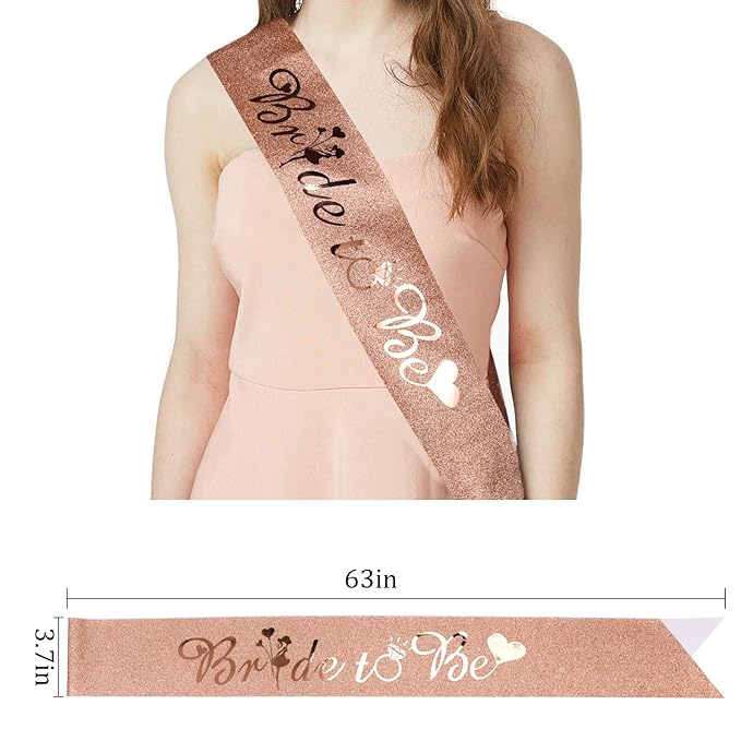 CIEHER Crown + Bride To Be Sash + Veil Set, Bachelorette Party Bridal Shower Decorations Bachelorette Gift for Women