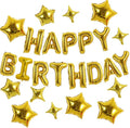 TONIFUL 35PCS Gold Happy Birthday Decorations Kit 16 Inch Happy Birthday Balloon Banner with Star Balloons Mylar Foil Birthday Party Decorations Supplies for Men Women Adults Girls Boys Kids