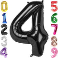 40 Inch Black Number 4 Balloon, Giant 4 Number Balloons for 4th Birthday Decorations, Party Supplies for Baby Boy Girl, Black Party Decor