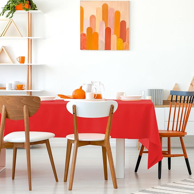 Kopokita 6PCS Red Plastic Tablecloths 54 x 108 Inch, Disposable Table Cloths Rectangle Party Table Covers