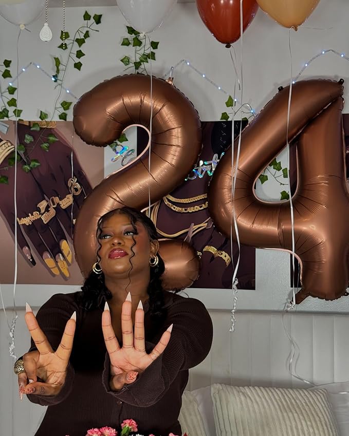 Dark Brown 2 Balloon, Coffee Brown Number Balloons 40 Inch, Chocolate 2nd Balloon Number Birthday Decorations, Second Two Birthday Party Supplies, Number 2