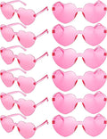 12Pcs Pink Heart Sunglasses, Cute Heart Glasses for Women - Rave Glasses Bachelorette Party Favors Galentines Day Decorations Pink Party Supplies Barbie Party Favors