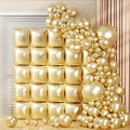 75PCS Mylar Gold Square Foil Balloons Wall Tunnel Backdrop Double Sided with Gold Balloons Arch Garland Kit for Birthday Graduation Anniversary Party Decorations