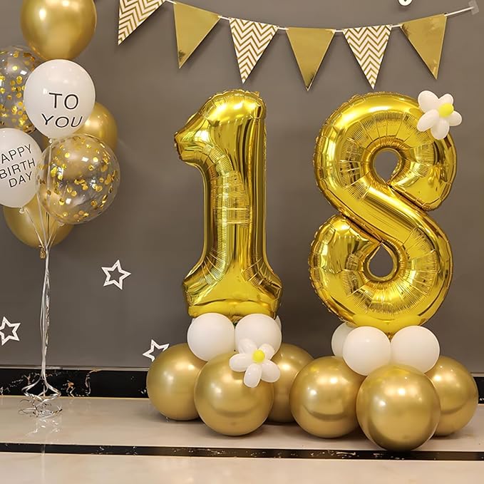 Balloons Gold Number Balloons Birthday Bridal Anniversary Celebration Decoration (32 inch"") (1)