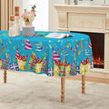 Horaldaily Birthday Tablecloth 60x84 Inch Oval, Happy Birthday Ballon Blue Washable Seasonal Table Cover for Party Picnic Dinner Decor