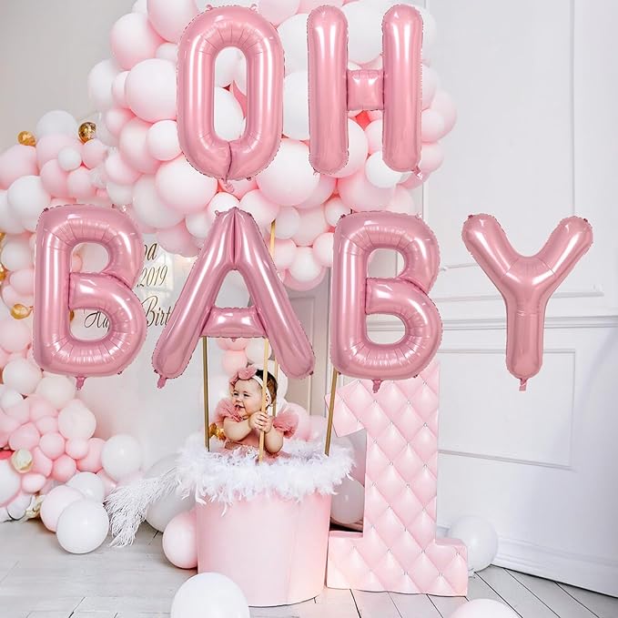 Big Letter Balloon - 40" Pastel Pink Mylar Helium Alphabet Customize Name Balloon, Self Inflating Baby Pink Foil R Custom Letter Balloon for Girl Women Birthday Party Baby Shower Decoration