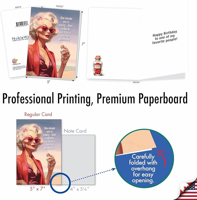 NobleWorks Humorous Birthday Greeting Card with 5 x 7 Inch Envelope (1 Card) Bday Favorite Pharmacy C10069BDG