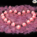 Amagic 2000 Pieces Pink Artificial Rose Petals with 24 Pink Heart LED Tea Lights, Rose Petals and Candles Set for Proposal, Anniversary, Romantic Night, Wedding Decor