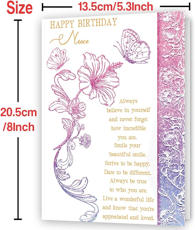 Niece Birthday Card, Unique Birthday Cards for Niece,Adult Gifts from Aunt