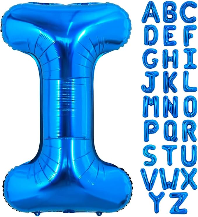 40 Inch Blue Letter I Balloons Alphabet I Letter Balloons Foil Mylar Big Letter Balloons for Birthday Party Anniversary New Year Graduation Wedding Decorations
