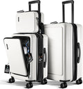 TRAVELARIM Luggage Sets 3 Piece, 20 Inch Carry on Luggage and 24 Inch Suitcases with Wheels Spinner, Durable Hard Shell Suitcase Set, Expandable Travel Suitcase, White