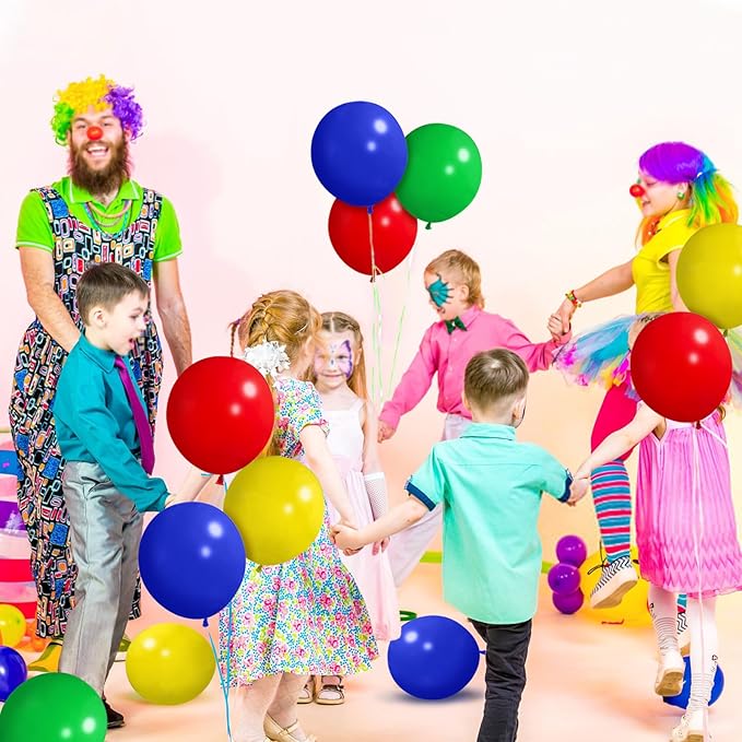 Red Blue Green Yellow Balloons 100 Pack 12 Inch Matte Blue Yellow Red Green Latex Balloon for Carnival Circus Balloon arch Kids Birthday Baby Shower Party Decorations