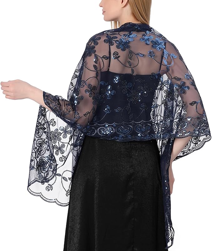 Gossifan Shawls and Wraps for Evening Dresses Sheer Women Elegant Glitter Shawls Soft Sparkly Wedding Bridal Scarf