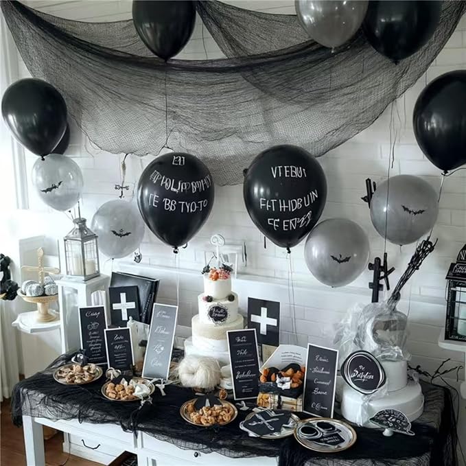 Halloween Creepy Cloth -1 Pack Black- 315x85 Inch Cotton Gauze Fabric - DIY Spooky Decor for Haunted House,Spider Web,Ghost - Indoor Outdoor Halloween Party Decorations