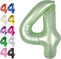 40 Inch Sage Green Large Number 4 Balloons, Giant Foil Number Four 14 24 34 40 44 Balloons, Oliver Green Mylar Big Balloon for Anniversary Graduation Decorations
