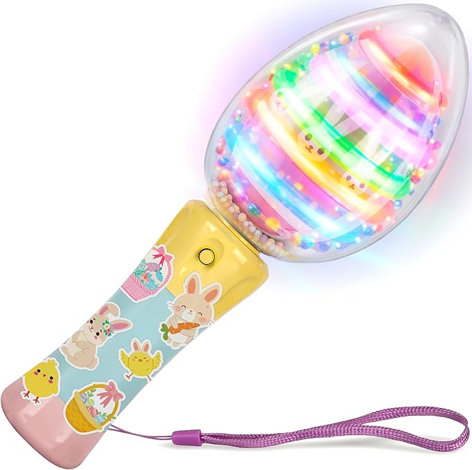 ArtCreativity Easter Egg Magic Ball Wand -7.5" - Custom Egg-Shaped Top Light Up Magic Ball Toy Wands for Kids with Batteries - Flashing LED Wands for Boys & Girls, Fun Gift or Birthday Party Favor