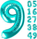 40 Inch Big Teal Blue 9 Balloon Number, Jumbo Giant Happy 9th 19 29 39 49 99 Birthday Party Decorations, Teal Blue Large Nine Mylar Foil Anniversary Birthday Party Engagement Decorations