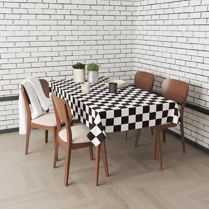 3 Pack Black and White Checkered Tablecloths Race Car Theme Tablecloths for Motor Racing Birthday Party Decorations, 54" x 108