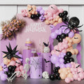 166pcs Pink Black Purple Halloween Balloon Garland Arch kit, Scary Spider Happy Halloween Baby Shower Party Decorations with 3D Bat Stickers for Girls Spooky Birthday BOO Day Party Supplies