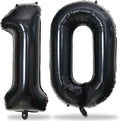 Black Number 10 Balloons for 10th Birthday Decorations, 40 Inch Black Helium Mylar Foil Number 1 & 0 Balloons for Girls Boys, 10th Birthday Balloons for Women Men Anniversary Party Supplies