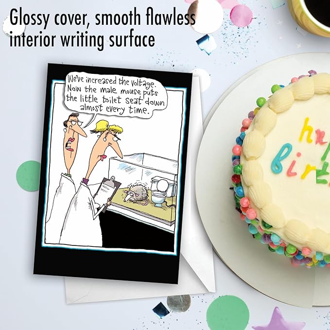 NobleWorks - Funny Birthday Greeting Card with 5 x 7 Inch Envelope (1 Card) Bday Mouse Shocks 4329