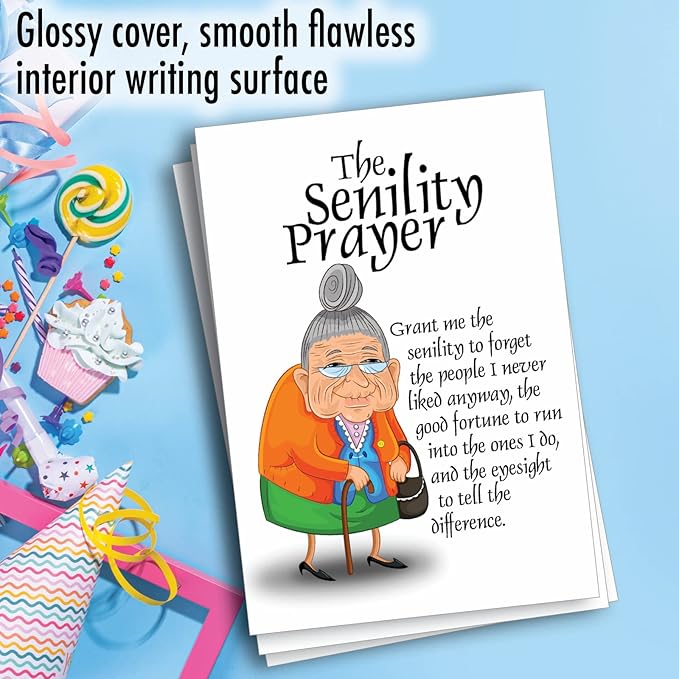 NobleWorks - Pack of 3 Hilarious Birthday Greeting Cards with Envelopes (1 Designs, 3 Each) - Senility Prayer C9046BDG-C3x1