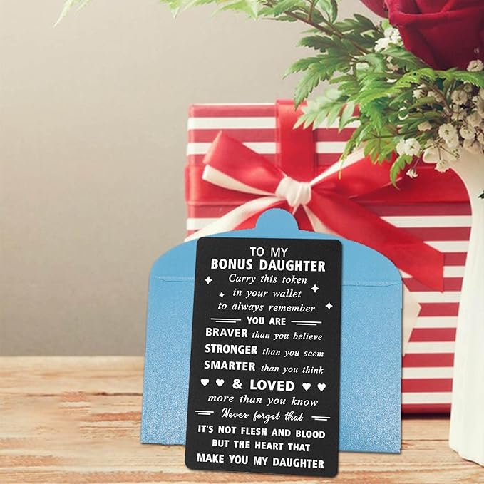 ENGZHI Stepdaughter Gifts Bonus Daughter Birthday Card - You Are Love More Than You Know - Step Adopted Girls Gifts from Stepmom Stepdad, Like A Daughter Wallet Card