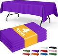 Purple Plastic Table Cloth - 4 Pack 54" × 108" Rectangle Disposable Tablecloths for 6FT Tables, Table Cover for Easter Party, Holiday & Gathering Use