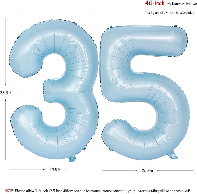 40 In Matte Blue Number Balloons Helium Foil Mylar Balloon Birthday Party banquet Decoration Digital 35