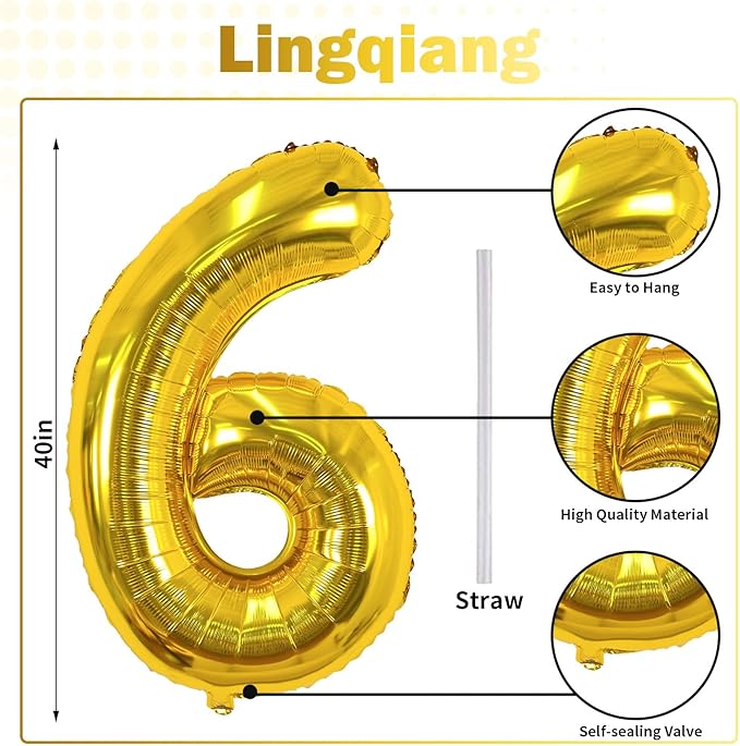 60th Birthday Balloons Gold for Women, 40 Inch Giant Mylar Foil Number 60 Balloons Self Inflating, Gold Digit 6 & 0 Helium Balloons for Men 60th Anniversary Party Decorations Supplies