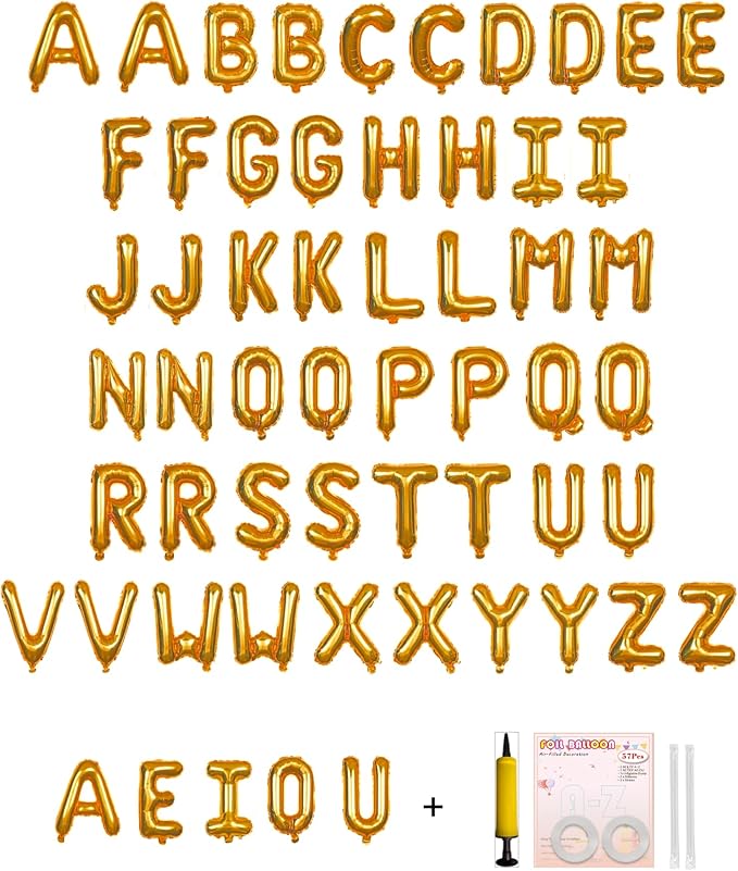 58 PCS Letter Balloons Alphabet Letters 2 Sets A- Z & 1 Sets AEIOU 16 - Inch Mylar Foil Balloons Set for Wedding/Birthdays/Annivs/Grads party Decoration Banner Custom Phrase（kumquat orange）