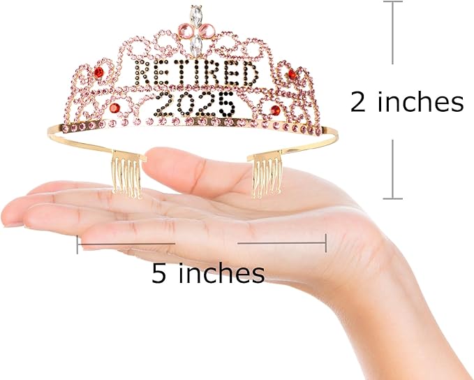 2025 Retirement Tiara & Sash - Officially Retired Sash & Crown for Parties, Events, Gifts, Favors, and Decorations (2025 Pink)