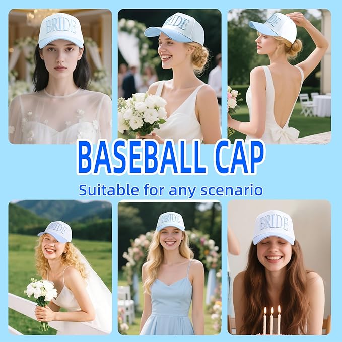 Bride Trucker Hat |Wedding Cap for Bride-to-Be，Bach Party Decorations, Bridesmaid Gift, Bridal Headwear,Wedding Cap
