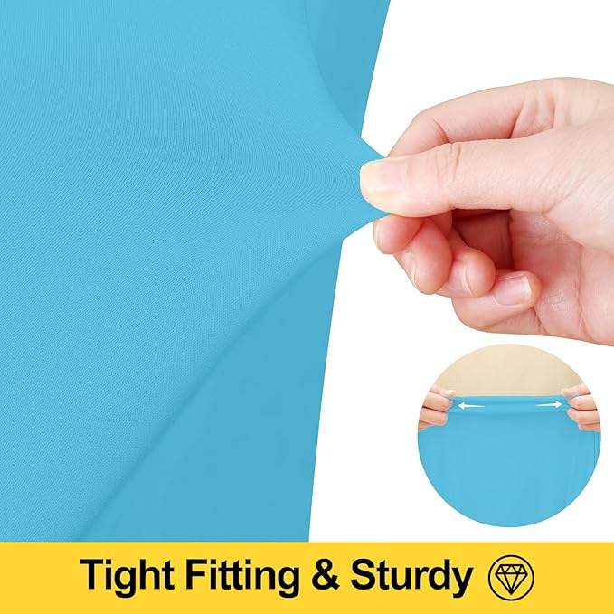 Smiry Spandex Tablecloth 2 Pack, Elastic Fitted Stretch Tablecloth for 8FT Rectangle Tables, Waterproof Washable Table Cover Skirt for Wedding, Banquet & Parties (Blue Mist, 96Lx30Wx30H Inch)