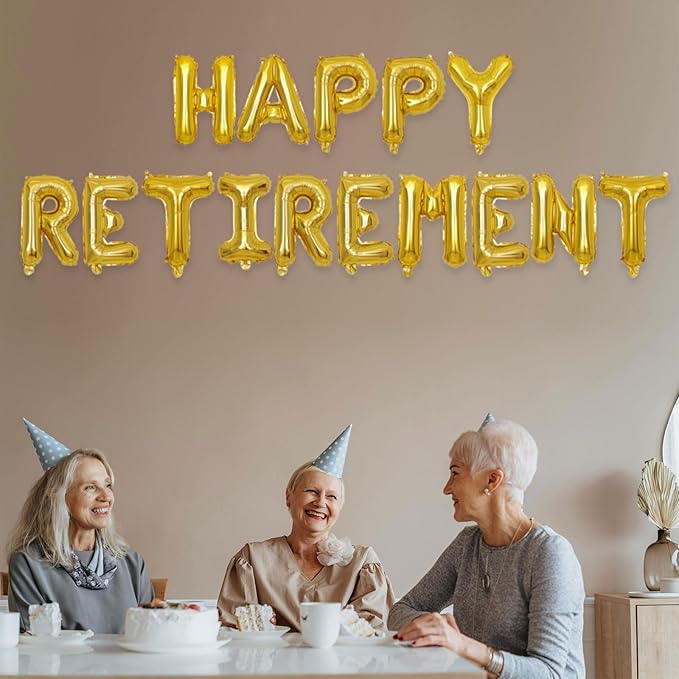 2 Set 30Pcs Gold Happy Retirement Letter Balloons 16in Balloon Foil Letter Decorations Party Decor Gold Letter Balloons Happy Retirement Party Supplies