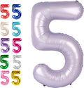 Large Lavender 40 Inch Birthday Number 5 Balloon, Lilac Five 5th 15 25 35 50 55 Birthday Anniversary Celebration Decorations, Foil Mylar Helium Numbers 5 Balloons Girl Boy Party Supplies