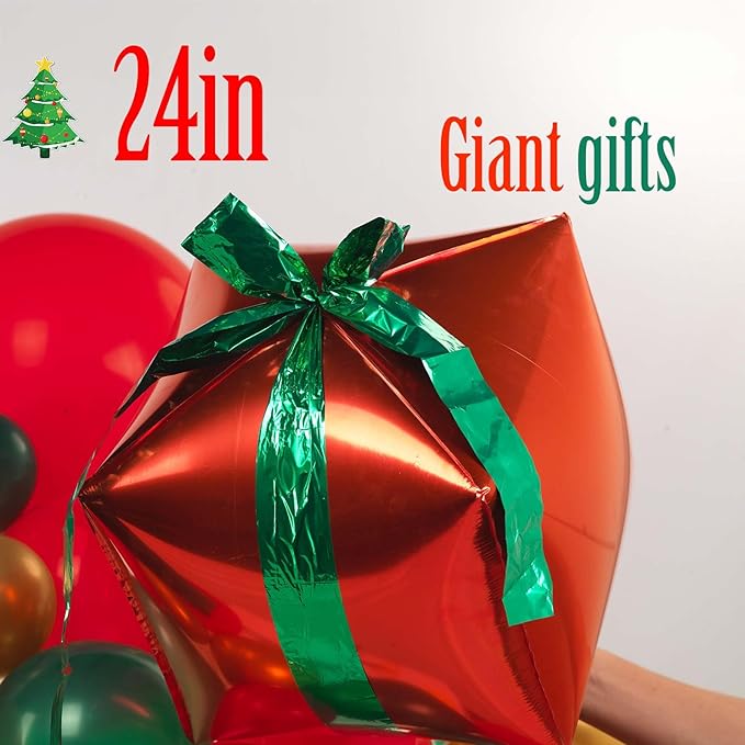 Christmas party decorations with Hunter Green Red Gold Balloon Garland Arch & Xmas Tree Santa Candy Cane Star lollipop gift box ribbons foil Balloons for friendsmas New Year's Eve Decorations
