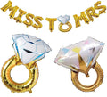 SHUNTAI Gold Engagement Party Decorations Ring Balloons Gold 16 inch Miss to Mrs Letter Balloons Banner Kit Engagement Aluminum Balloon for Wedding Bridal Shower Party Decor