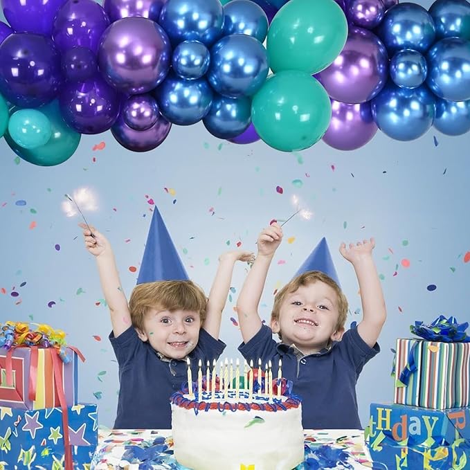 Black Purple Blue Balloons Garland Arch Kit, Metallic Blue Purple Teal Black Balloons Arch Kit, Metallic Balloon for Kids Boys Man Video Game Birthday Party Baby Shower Graduation Decorations