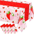 WNINK 4 Pack Strawberry Tablecloths Strawberry Berry Sweet One Table Covers for Birthday Party Decoration Berry Sweet Baby Shower Party Supplies 54" x 108"