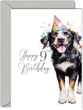 9th Birthday Cards for Boys Girls - Party Dog - Happy Birthday Card for 9 Year Old Boy Girl Grandson Granddaughter Son Daughter Nephew Niece, A5 Bday Greeting Cards