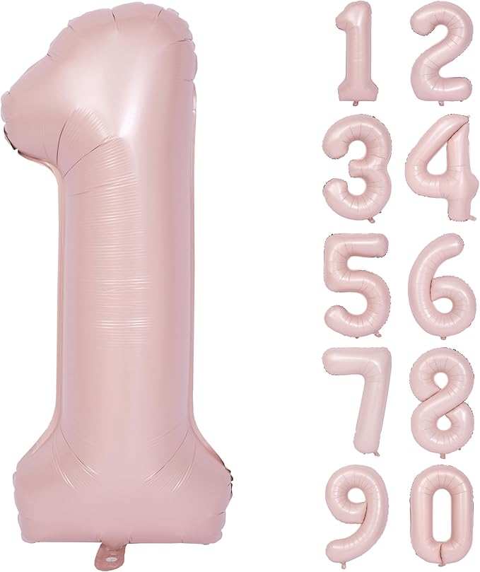 40 In Matte Pink Number Balloons Helium Foil Mylar Balloon Birthday Party banquet Decoration Digital 1