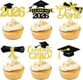 2026 Graduation Cupcake Toppers, 36 pack Gold Glitter Class of 2026 Congrats Grad Diploma Graduation Cap Cupcake Picks for 2026 Graduation Party decorating Supplies