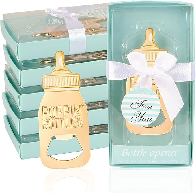 50Pack Poppin Bottle Openers for Baby Shower Favors Boy Baby Shower Return Gifts Decorations and Blue Souvenirs