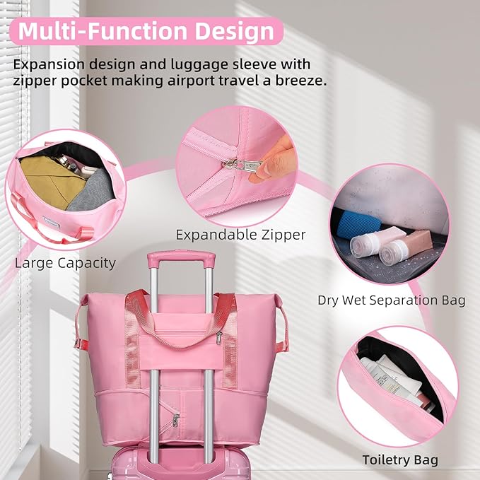 LARVENDER Luggage Sets 6 Piece, Expandable PC+ABS Hardside Multicolor Suitcase Sets with TSA Lock Double Spinner Wheels, Peach Sparkling